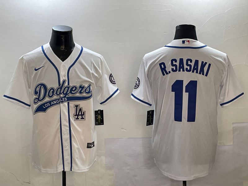 Men Los Angeles Dodgers #11 R.Sasaki White Jointly Name Game 2025 Nike MLB Jersey style 3->los angeles dodgers->MLB Jersey